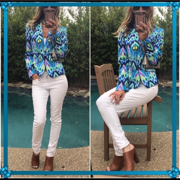 Euc Jones New York abstract Ikat print Blazer - Picture 3 of 6